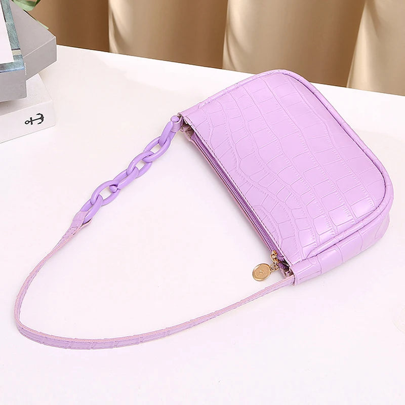 Stone Pattern Ladies PU Leather Shoulder Bag Small Handbag for Women