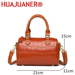 Stone Pattern Leather Handbag Vintage Women's Bag