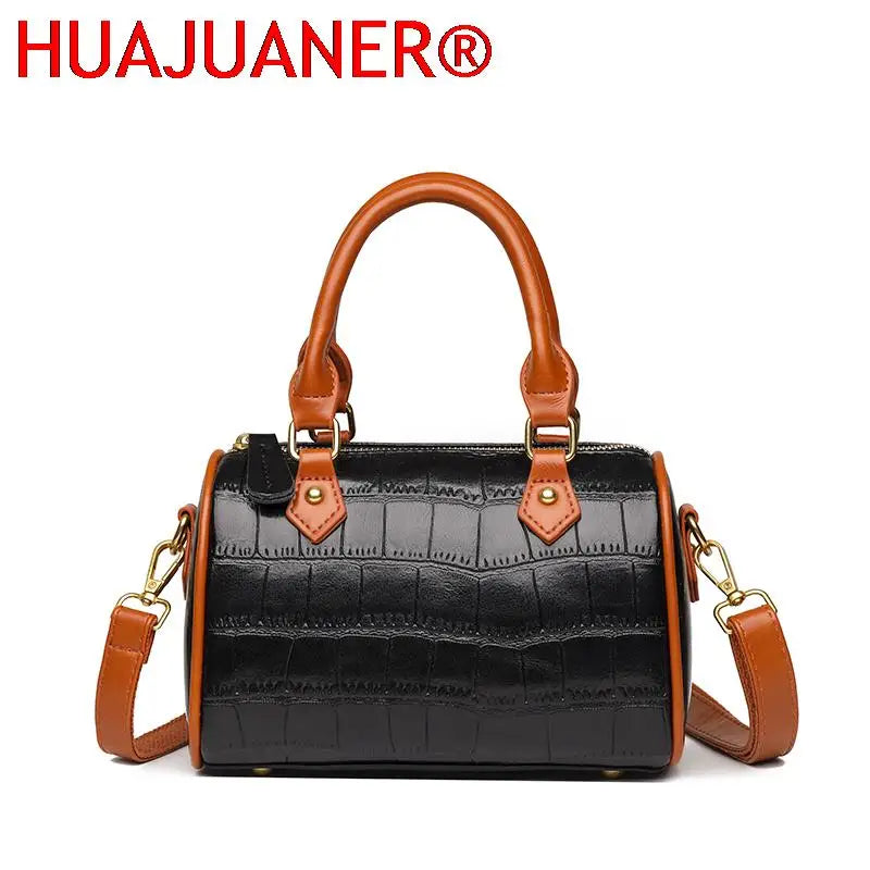 Stone Pattern Leather Handbag Vintage Women's Bag