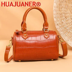 Stone Pattern Leather Handbag Vintage Women's Bag