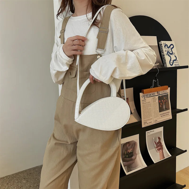 Stone Pattern Heart Bag Leather Crossbody Shoulder Bag