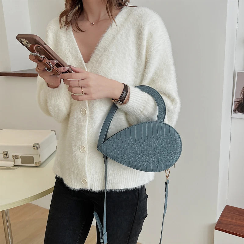 Stone Pattern Heart Bag Leather Crossbody Shoulder Bag