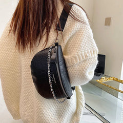 Stone Pattern Leather Chain Waist Bags Women Chest Bag Crossbody Bags