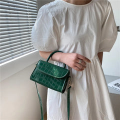 Stone Pattern Leather Mini Tote Handbag for Women
