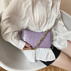 Stone Pattern PU Leather Armpit Bag with Chain Shoulder Strap