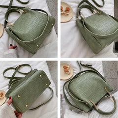 Stone Pattern PU Leather Bucket Bags Women Small Shoulder Messenger Bag