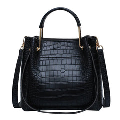 Stone Pattern PU Leather Bucket Bags Women Small Shoulder Messenger Bag