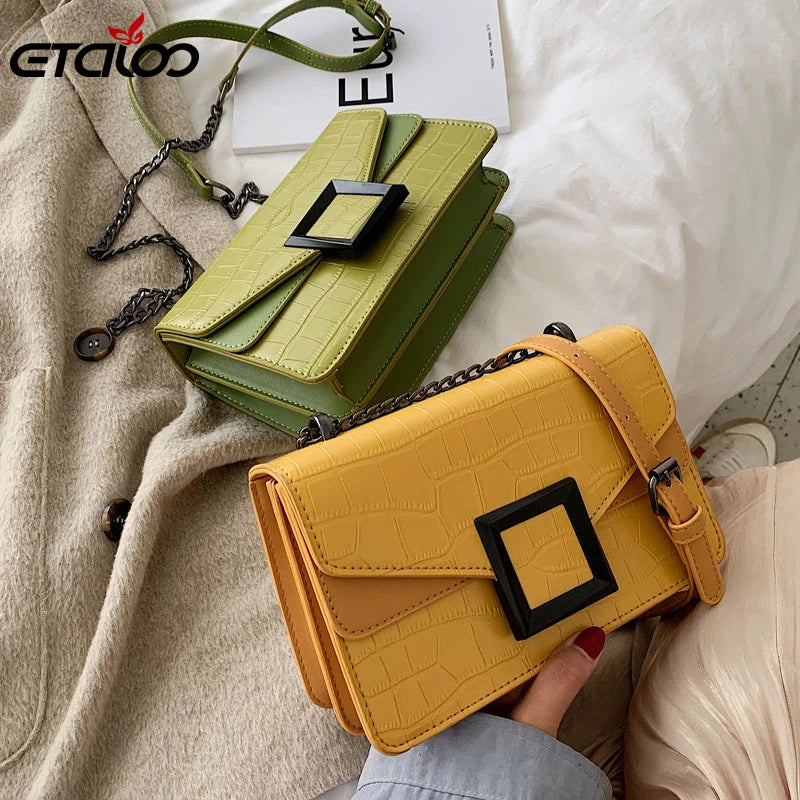 Stone Pattern PU Leather Crossbody Bags For Women Small Shoulder Messenger Bag