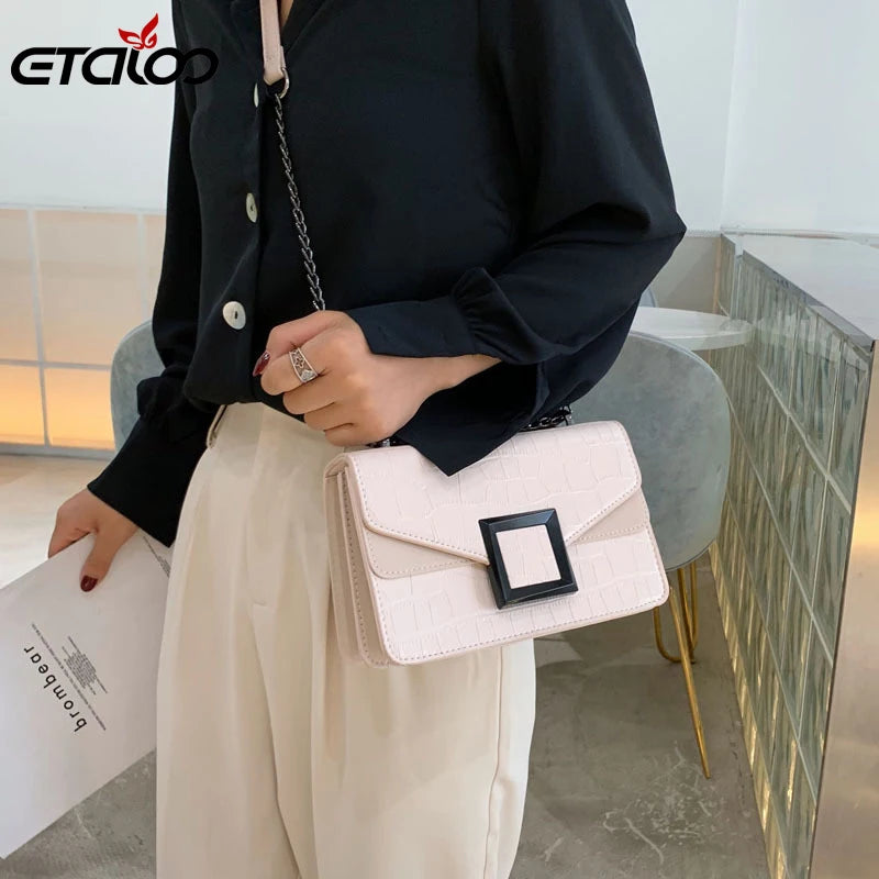 Stone Pattern PU Leather Crossbody Bags For Women Small Shoulder Messenger Bag