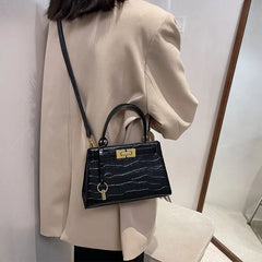Stone Pattern PU Leather Handbags Women's Solid Crossbody Bags