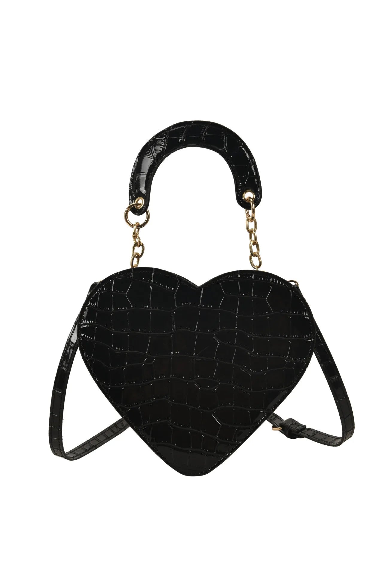 Stone Pattern Pu Handbag Heart-Shaped Shoulder Bag Chain Messenger