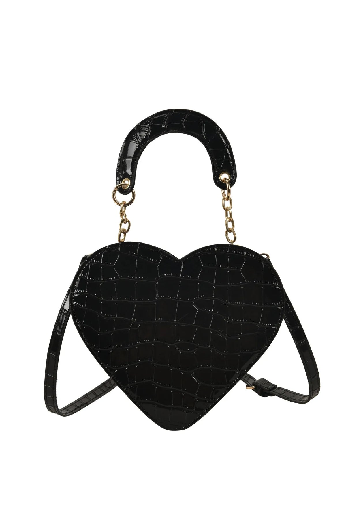 Stone Pattern Pu Handbag Heart-Shaped Shoulder Bag Chain Messenger