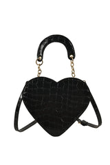 Stone Pattern Pu Handbag Heart-Shaped Shoulder Bag Chain Messenger