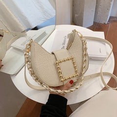 Stone Pattern Saddle Bag Women High PU Leather Handbag