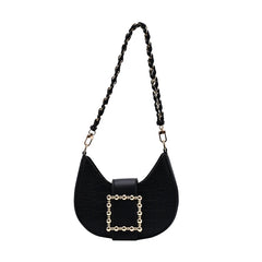 Stone Pattern Saddle Bag Women High PU Leather Handbag