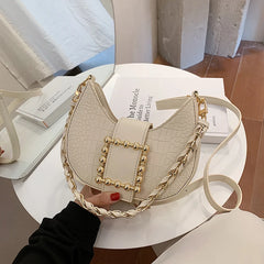 Stone Pattern Saddle Bag Women High PU Leather Handbag