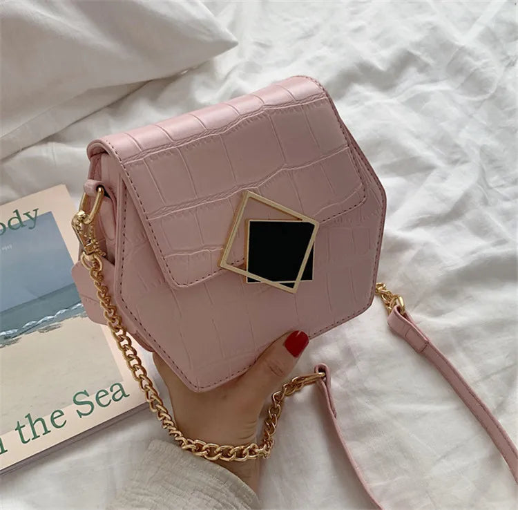 Stone Pattern Shoulder Bag Chain Messenger Bag
