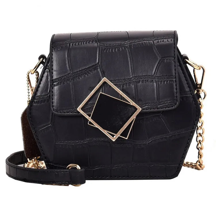 Stone Pattern Shoulder Bag Chain Messenger Bag