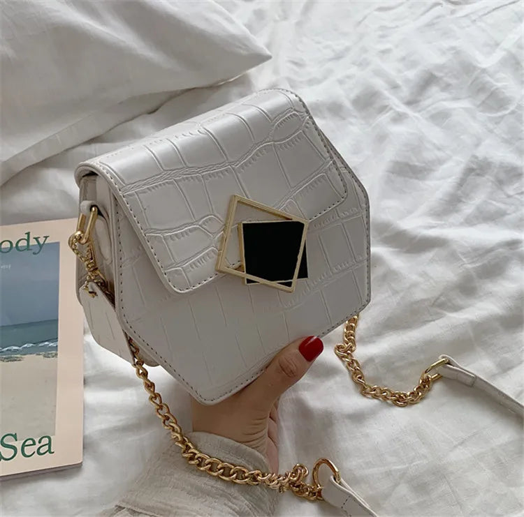 Stone Pattern Shoulder Bag Chain Messenger Bag