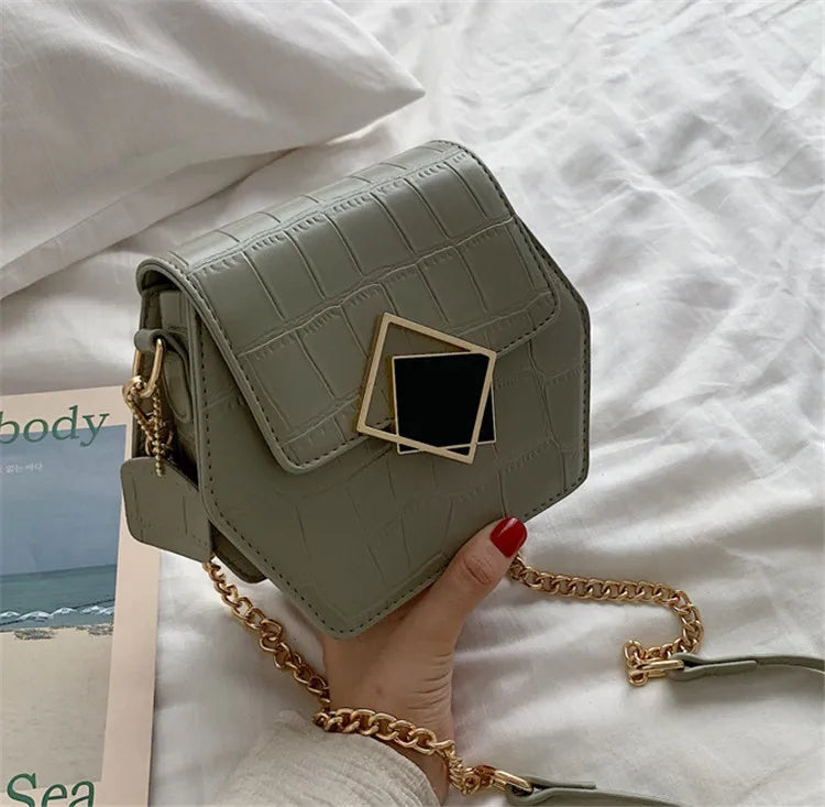 Stone Pattern Shoulder Bag Chain Messenger Bag
