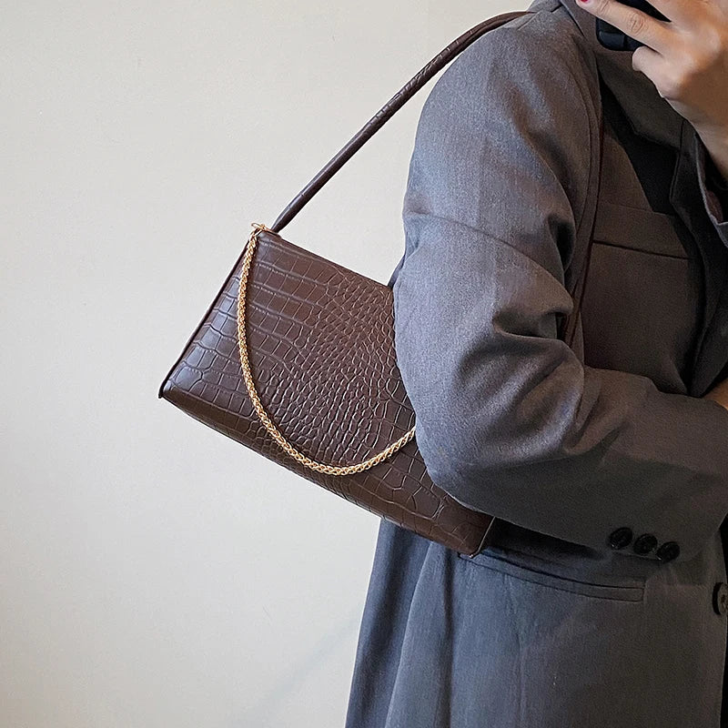 Stone Pattern Leather Shoulder Side Bags for Women