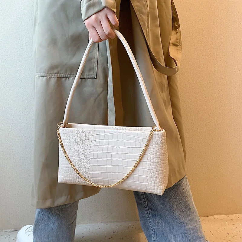 Stone Pattern Leather Shoulder Side Bags for Women