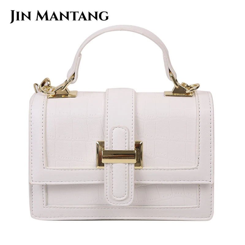 Stone Pattern Square Tote Bag Chain Shoulder Messenger Bag