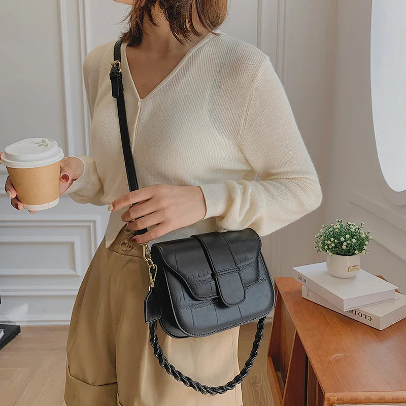 Stone Pattern Women Tote Bag PU Leather Handbag Shoulder Messenger Bag