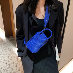 Stone Pattern Shoulder Bag High Leather Chest Bag