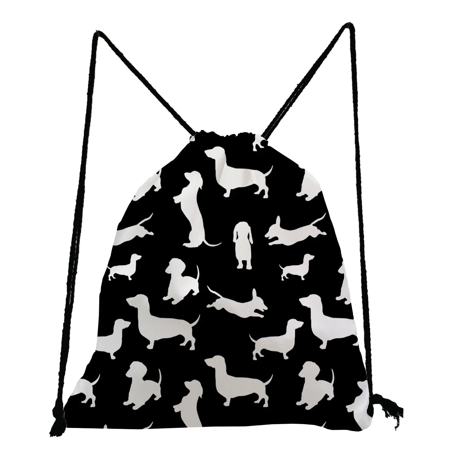 Dog Print Shoe Bag Drawstring Backpack for Students