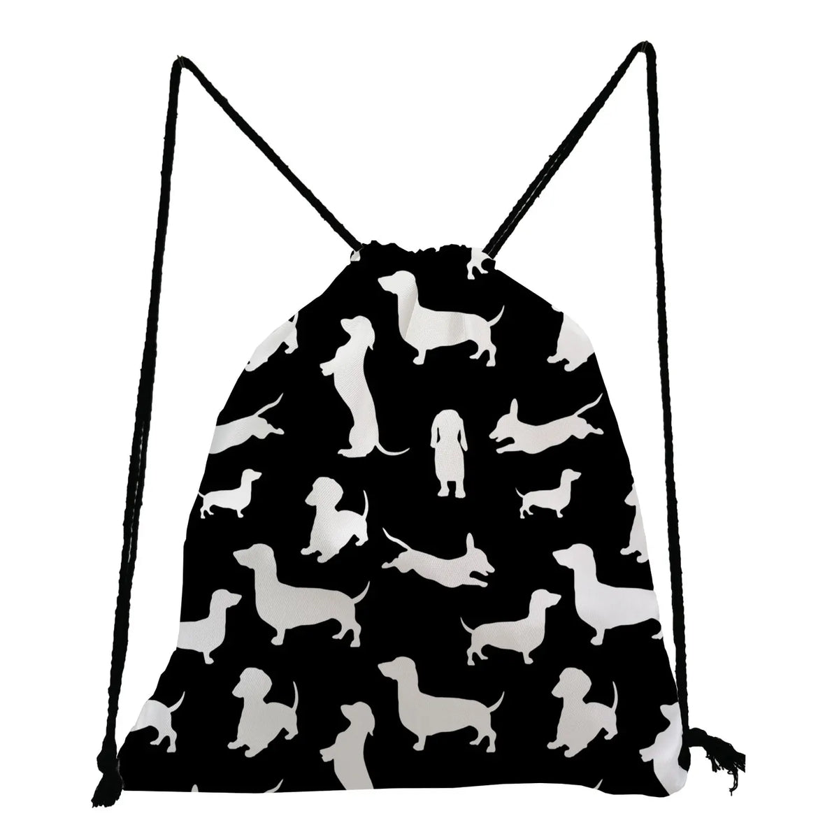 Dog Print Shoe Bag Drawstring Backpack for Students