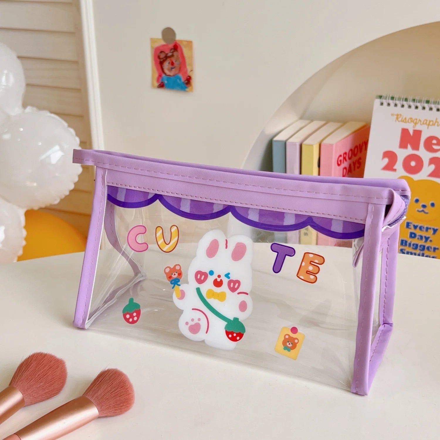 Transparent Portable Large Capacity Cosmetic Storage Bag