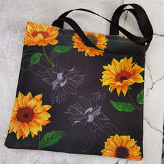 Sunflower Print Foldable Shopping Bag Large Capacity Tote Handbag