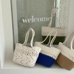 Straw Beach Tote Bag Large Capacity Handbag Gift for Women Girls
