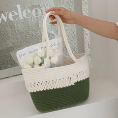 Straw Beach Tote Bag Large Capacity Handbag Gift for Women Girls