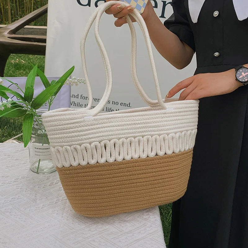 Straw Beach Tote Bag Large Capacity Handbag Gift for Women Girls