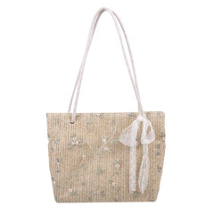 Small Lace Flower Straw Bag Western Style Beach Tote
