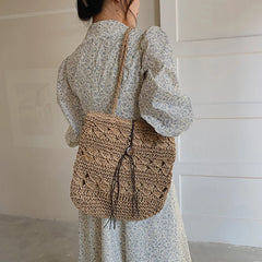 Zippered Shoulder Bag Tote Handwoven Handbags For Daily Use