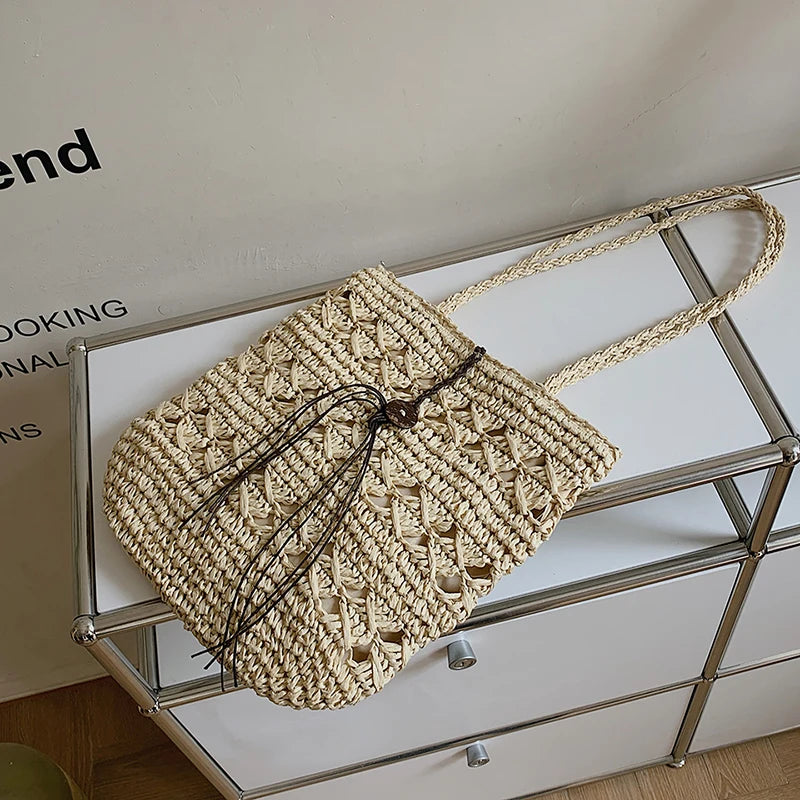 Zippered Shoulder Bag Tote Handwoven Handbags For Daily Use