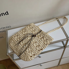 Zippered Shoulder Bag Tote Handwoven Handbags For Daily Use