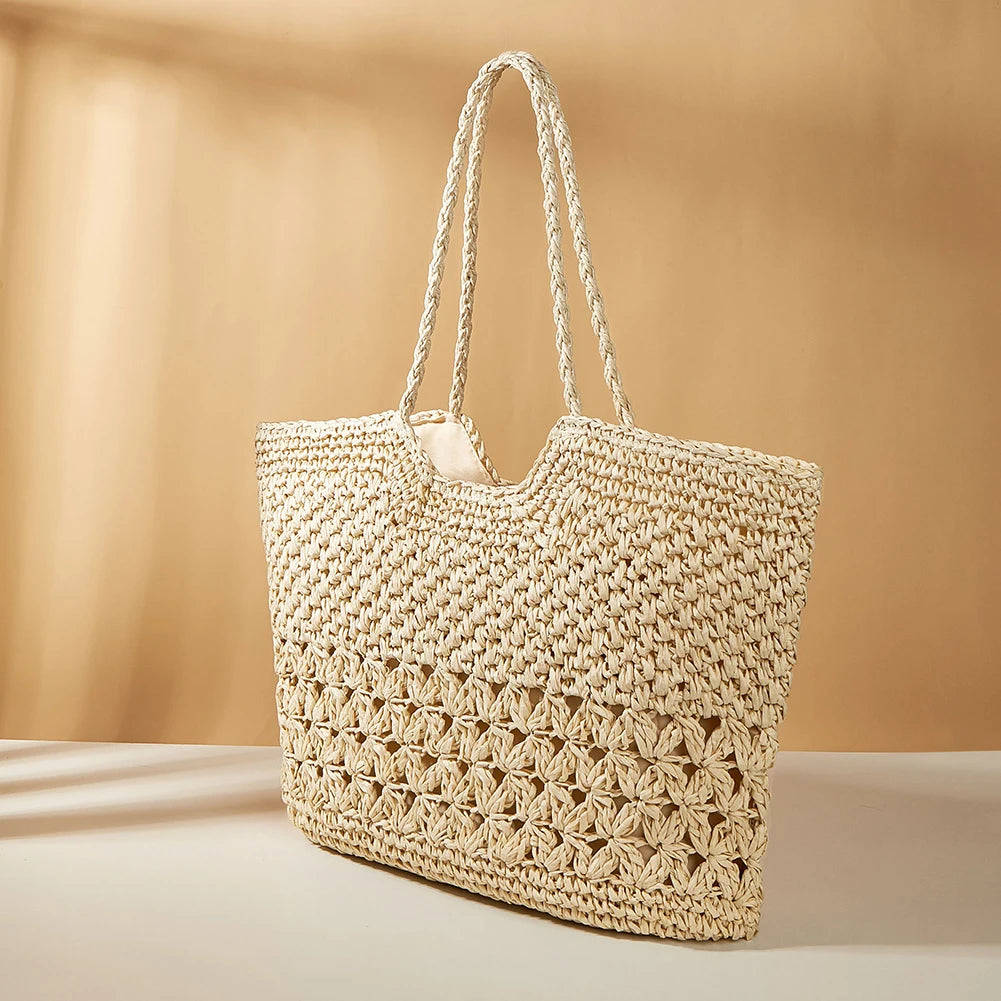 Vintage Straw Beach Bags Women Shoulder Totes Bohemian Summer Vacation