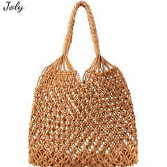 Women's Straw Beach Handbag Large Capacity Net Rope Bag
