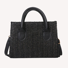 Straw Beach Tote Shoulder Bags Women Hand-Woven Leather Crossbody