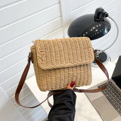 Bohemian Straw Crossbody Bag Small Knitting Summer Beach Purse Handbag