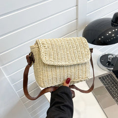 Bohemian Straw Crossbody Bag Small Knitting Summer Beach Purse Handbag