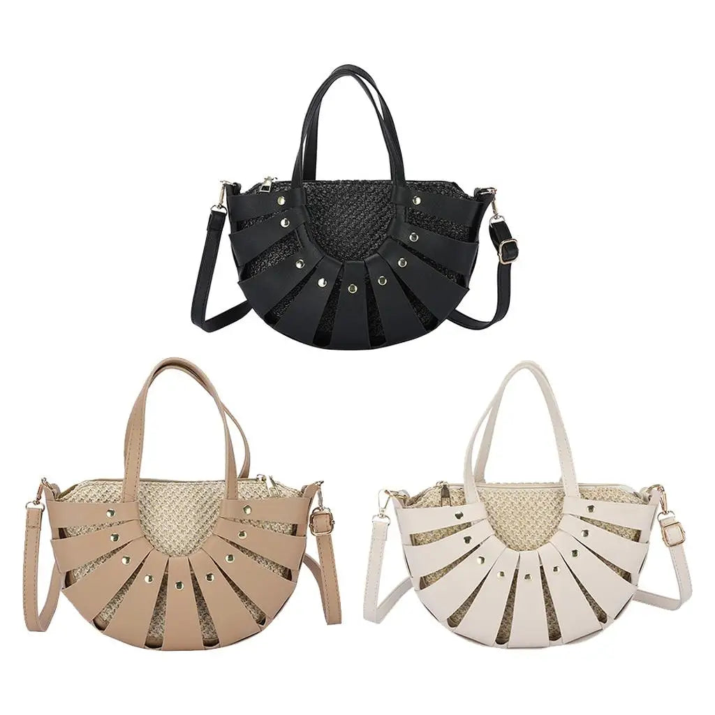 Straw & Leather Hand-woven Ladies Handbags Bohemia Beach Bag