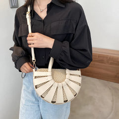 Straw Semicircle Small Tote Women Beach Crossbody Bag