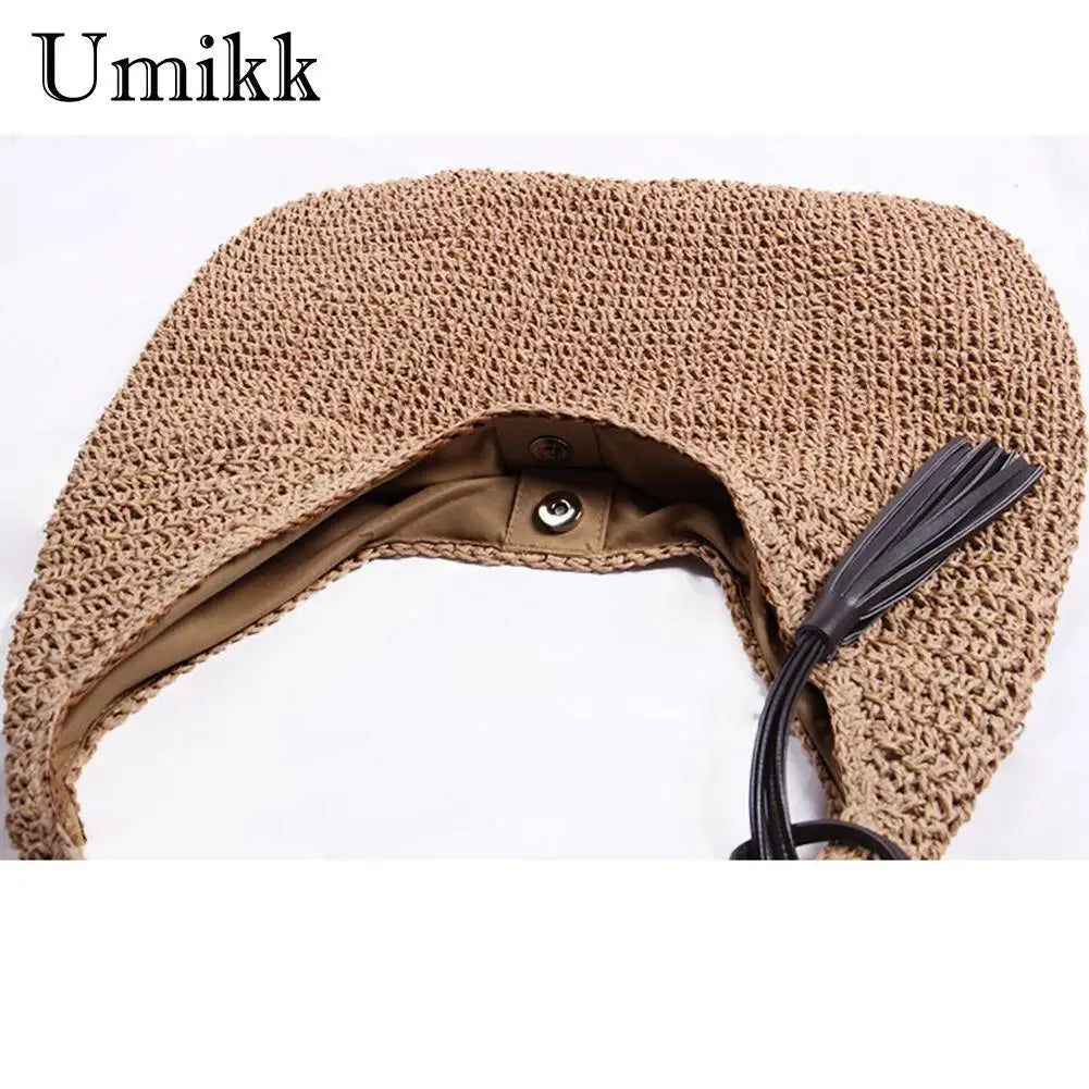 Summer Straw Shoulder Bag Large Rattan Handbag