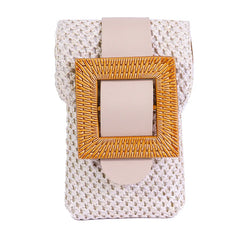 Straw Square Crossbody Bag Women's Beach Messenger Bag