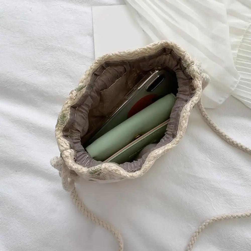 Straw Weave Bucket Bags Rattan Women Summer Beach Shoulder Bags Handbags